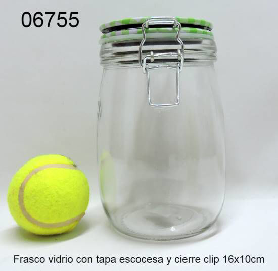 Imagen de FRASCO VIDRIO CON TAPA ESCOCESA Y CIERRE CLIP 16X10CM 11.25